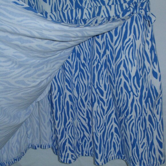 Diane Von Furstenberg Size L 10 12 Blue Sea Twig Knee Length Faux Wrap Dress - Picture 6 of 10